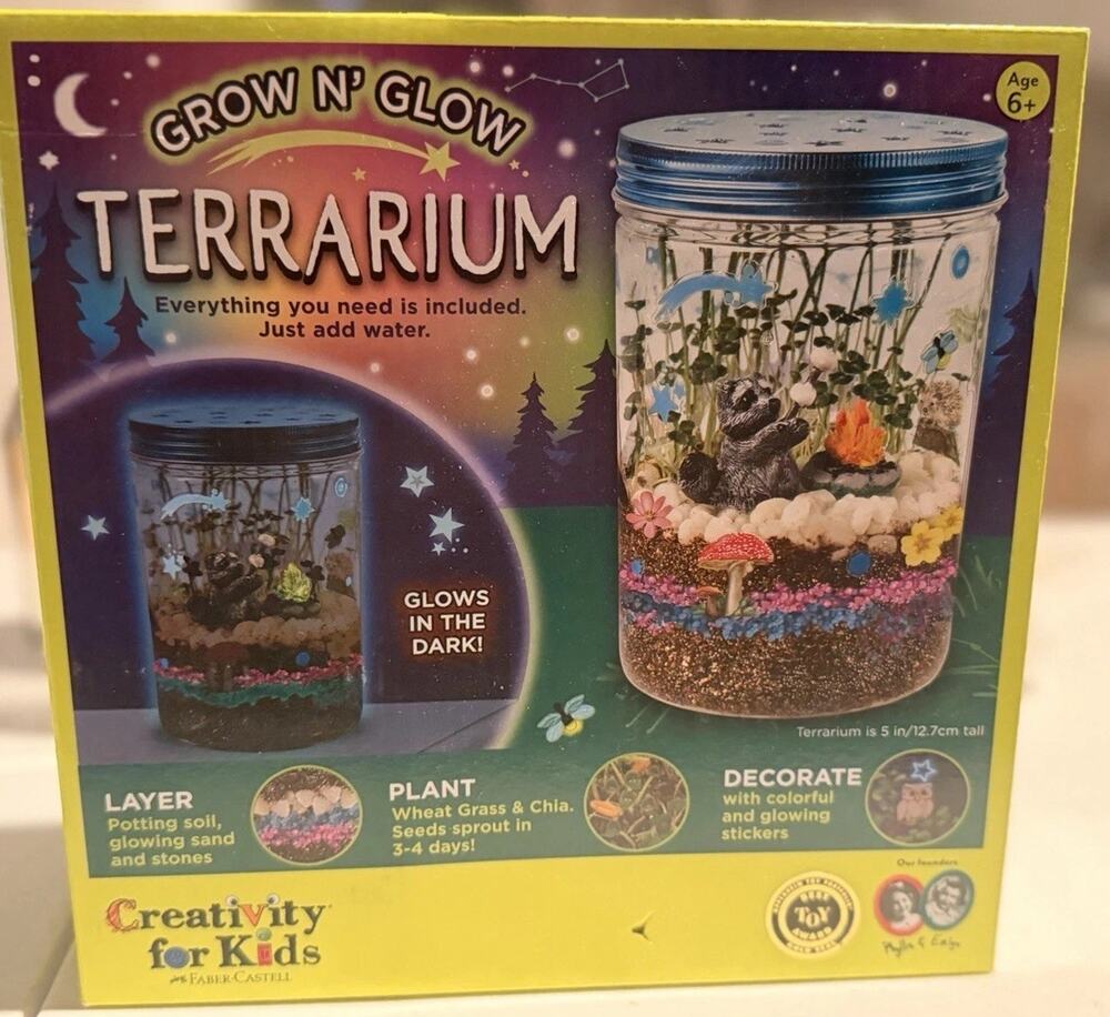 Creativity for Kids Grow N Glow Terrarium Kit Glow in Dark Ages 6+ STEM NEW
